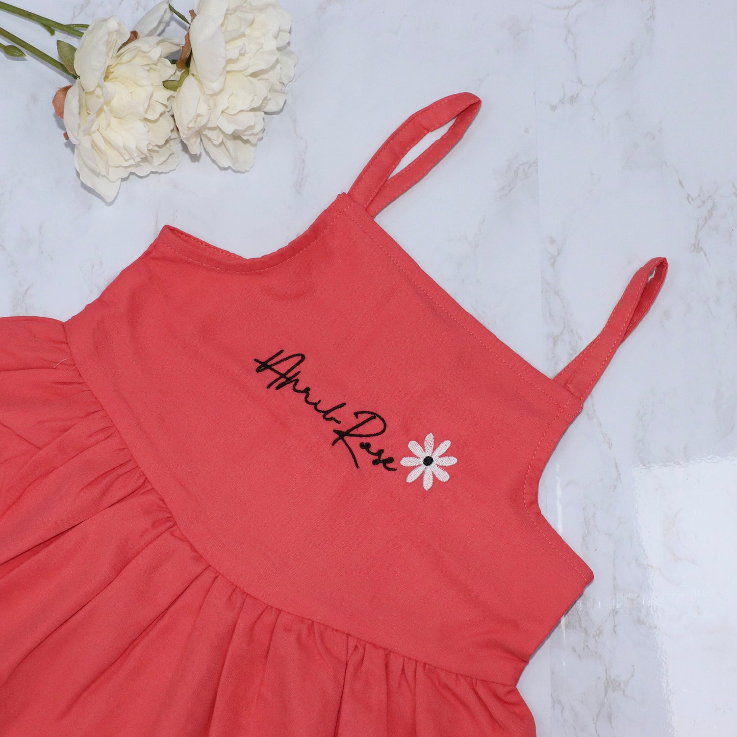 Daisy Flower Name Embroidered Strappy Dress