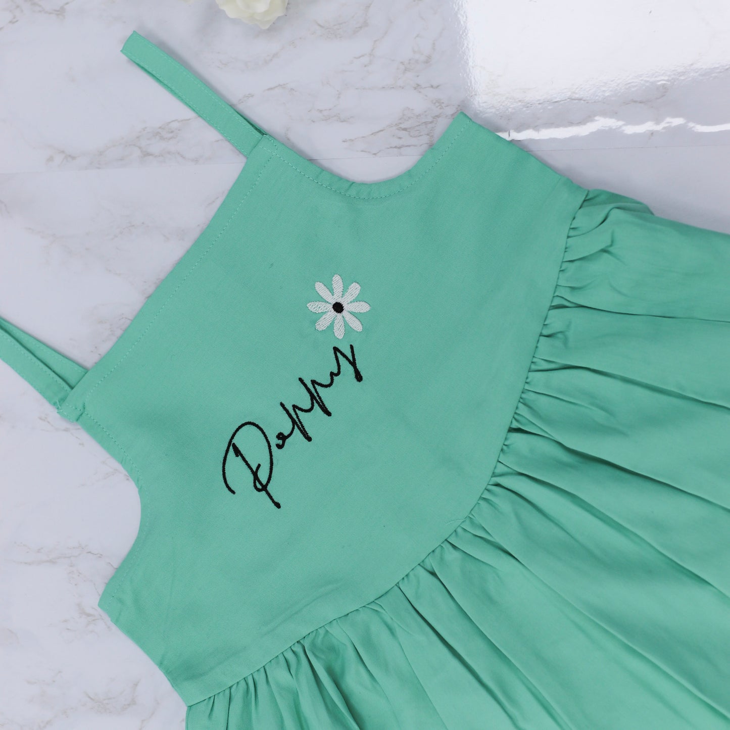 Daisy Flower Name Embroidered Strappy Dress
