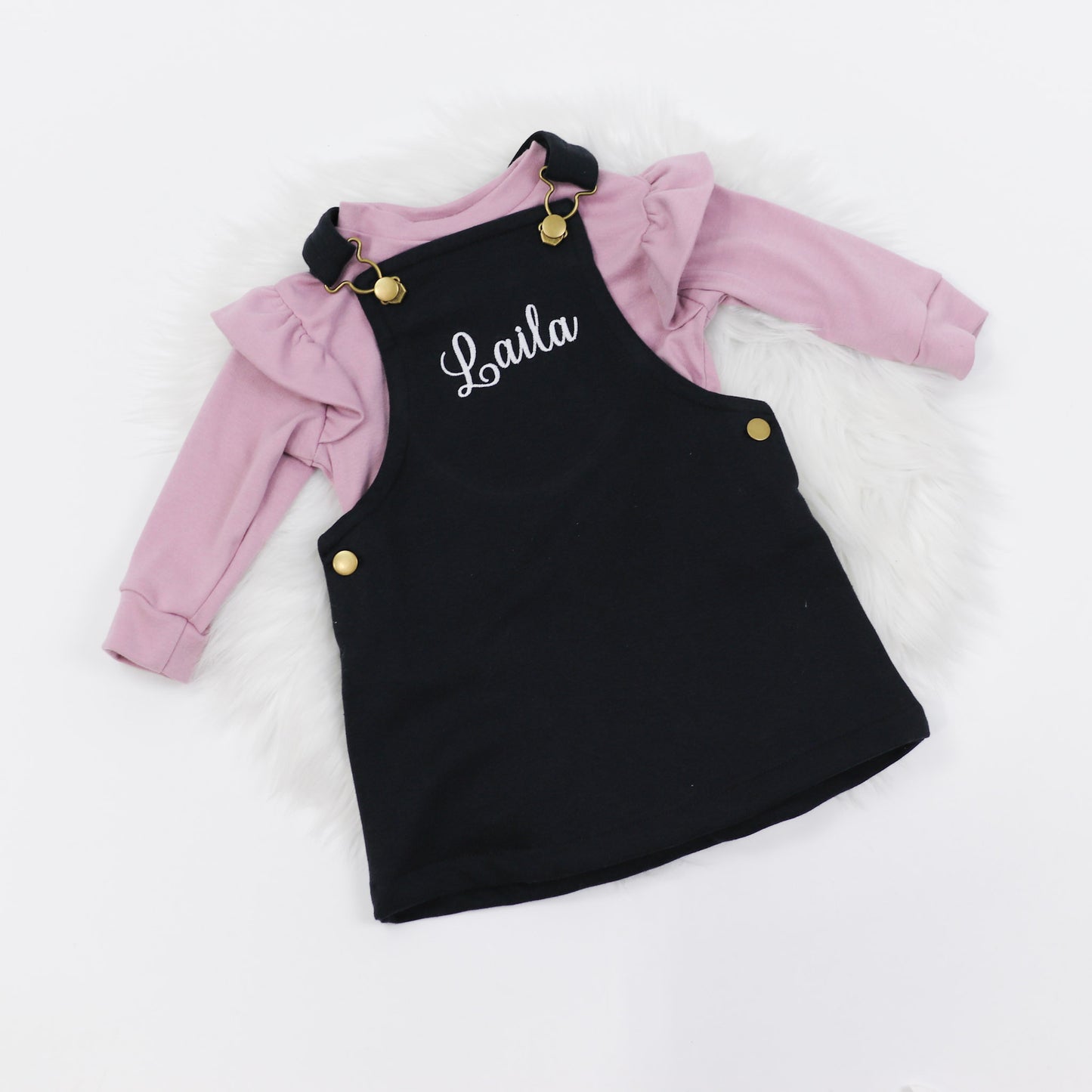 Script Embroidered Personalised Pinafore Dress KWS