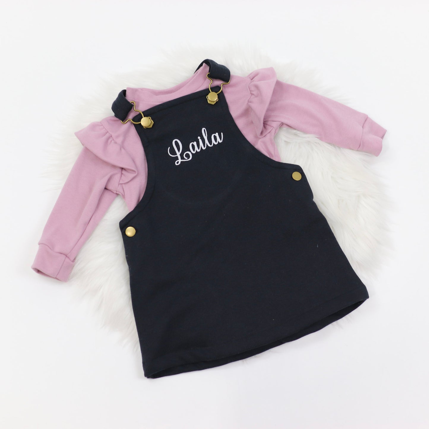 Script Embroidered Personalised Pinafore Dress KWS