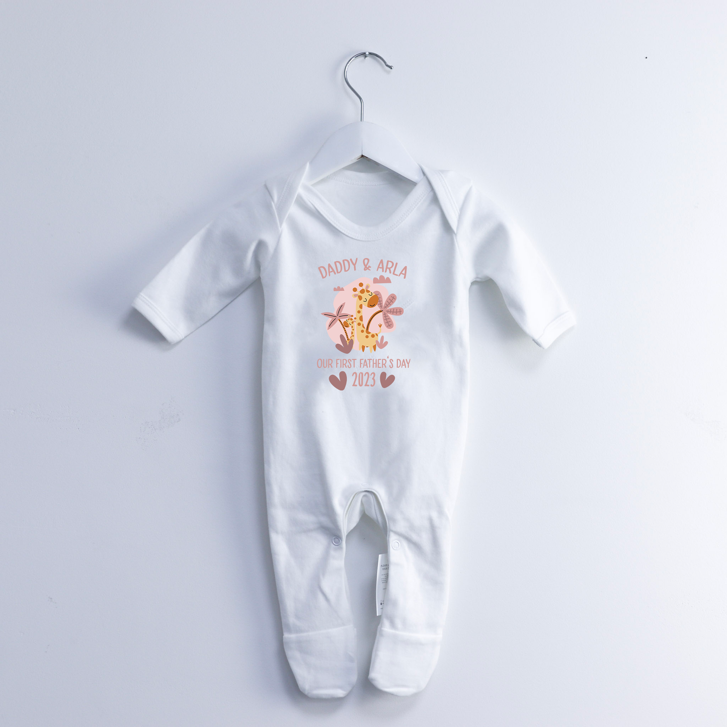 Our First Father's Day Giraffes Personalised Rompersuit