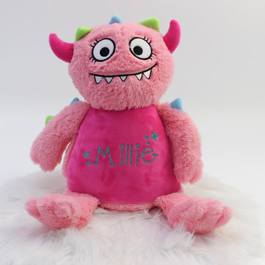 Pink Monster Personalised Teddy Plush