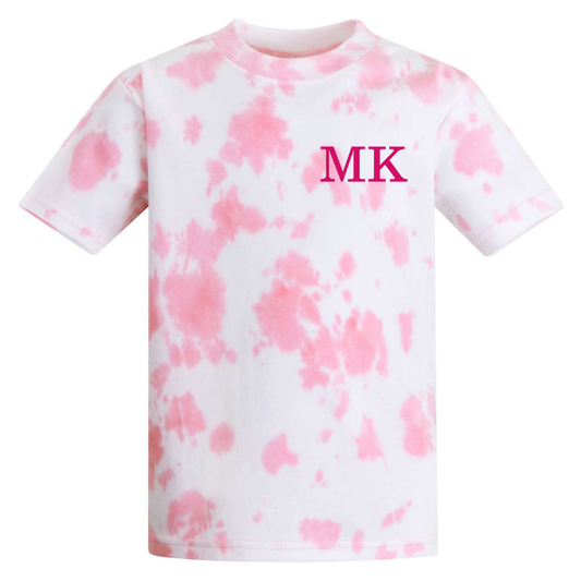 Initial Embroidered Pink Tie Dye T-Shirt