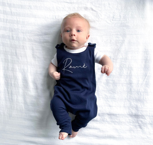 Navy Ribbed Lounge Romper (Made to Order)
