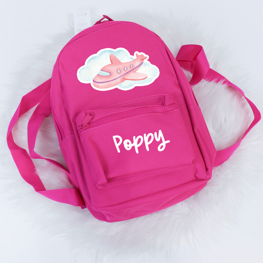 Pink Plane Personalised Mini Essentials Backpack