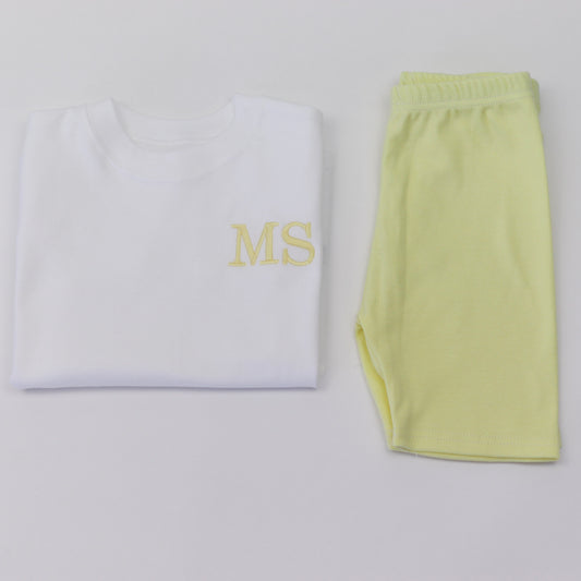 Embroidered T-Shirt & Lemon Lounge Cycle Shorts Combo