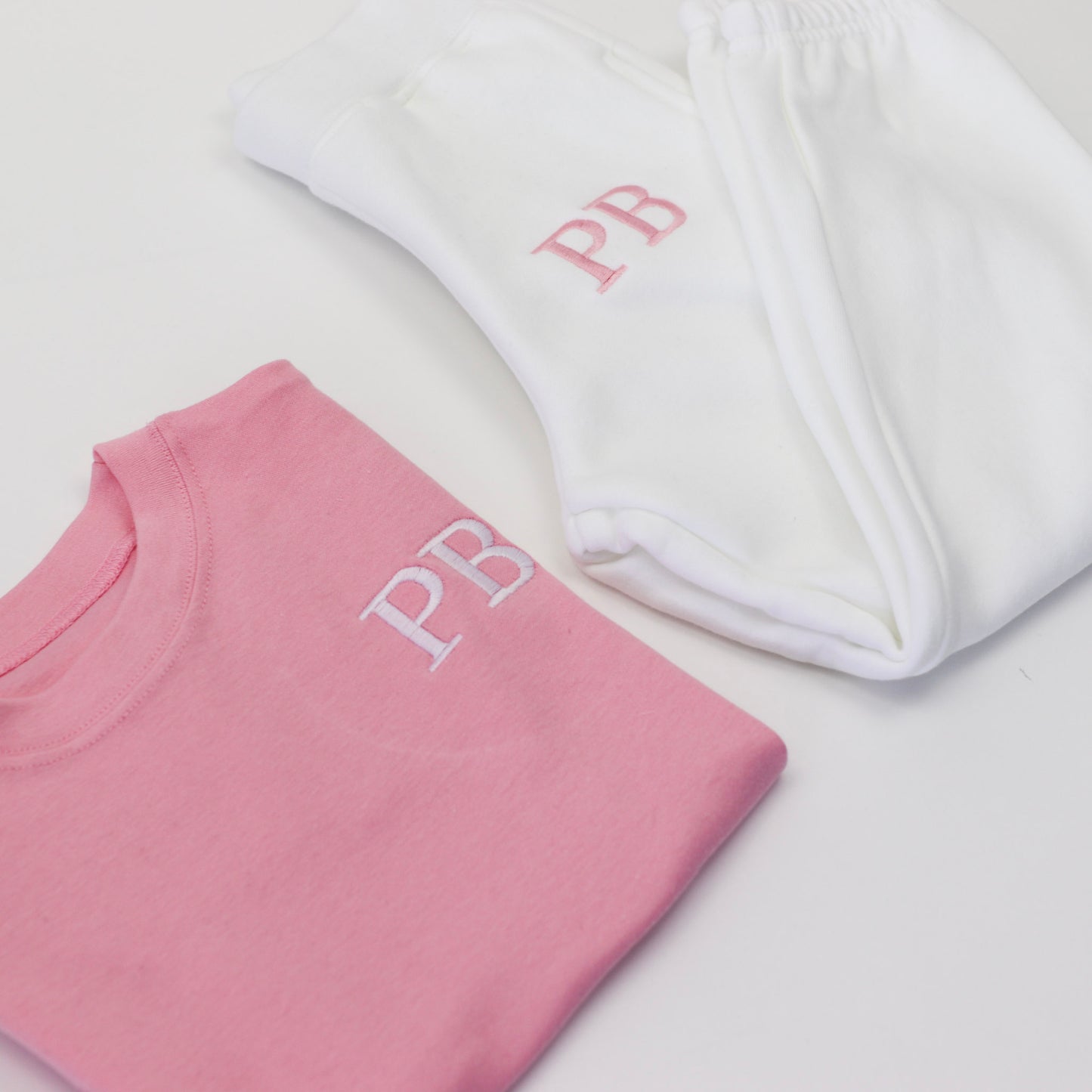 Light Pink T-Shirt + ALL COLOUR OPTIONS Jogger Combo Embroidered Set