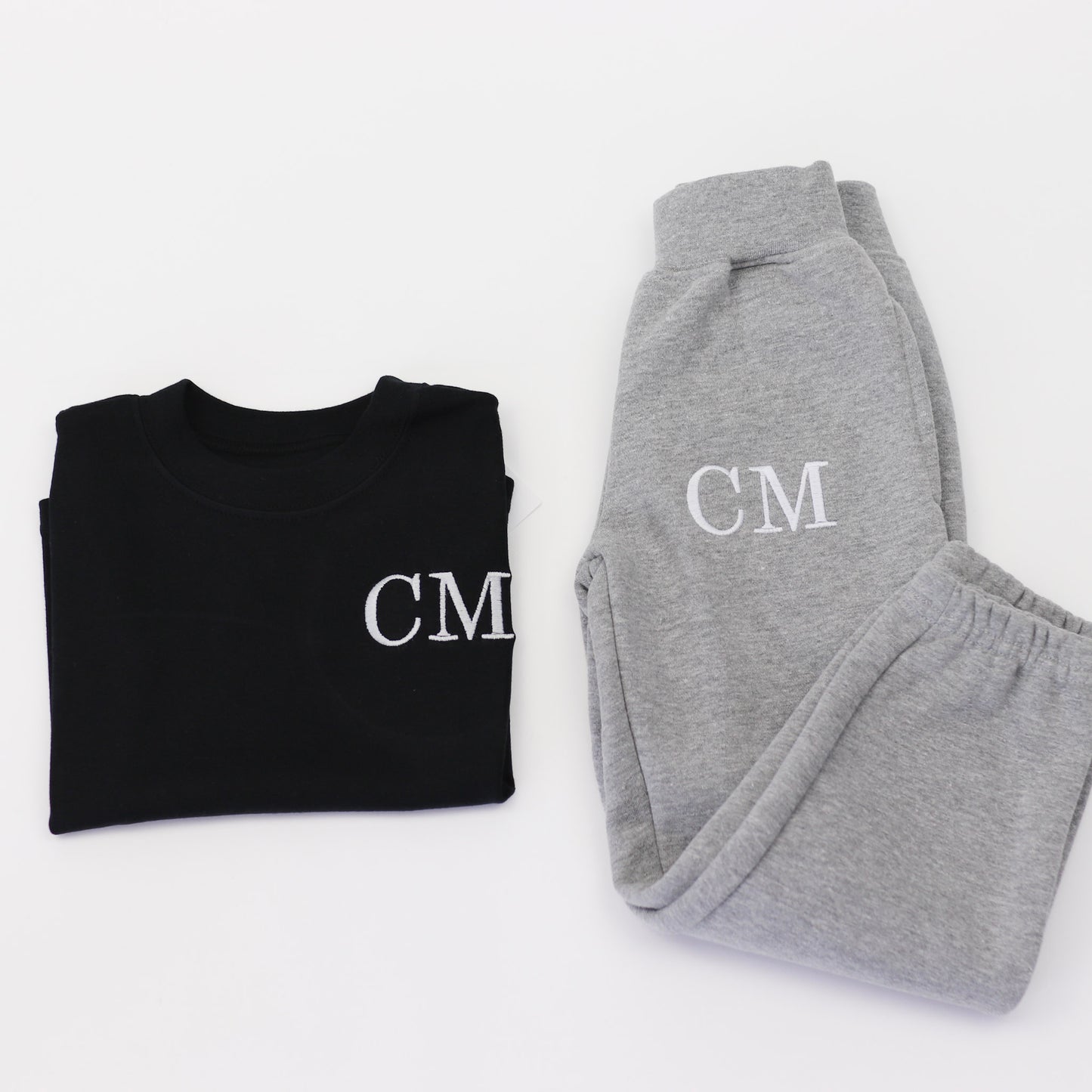Black T-Shirt + ALL COLOUR OPTIONS Jogger Combo Embroidered Set