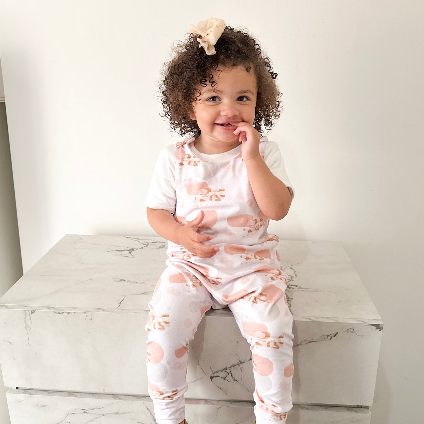 Pink Abstract Organic Dungaree Romper - SAME DAY dispatch if ordered by 1pm