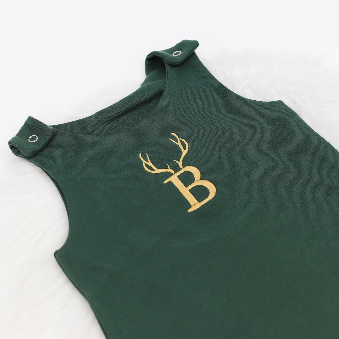 Delicate Antlers Initial Bottle Green Lounge Romper (Made to Order)