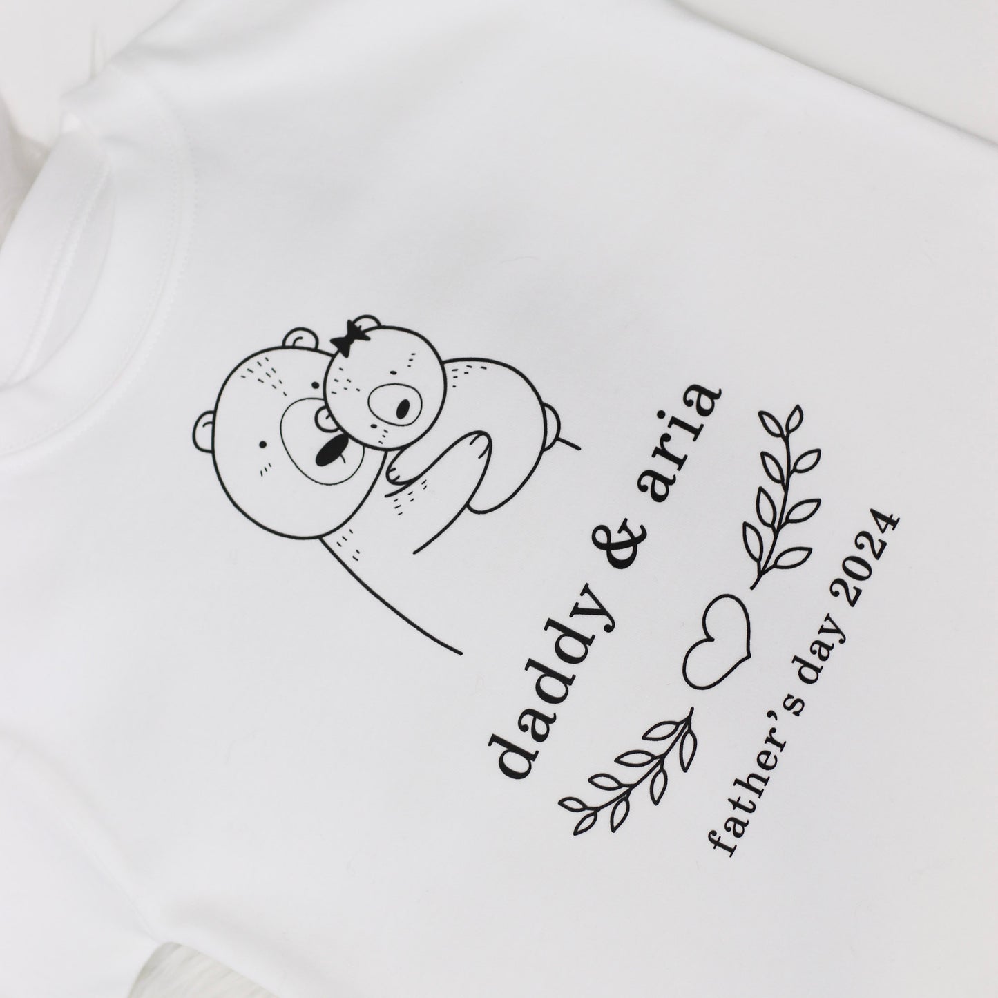 Daddy Bear Bow Doodle Father's Day Personalised T-Shirt