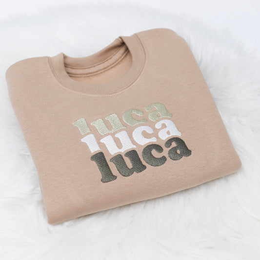 Nude Triple Name Embroidered Soft Style Sweatshirt