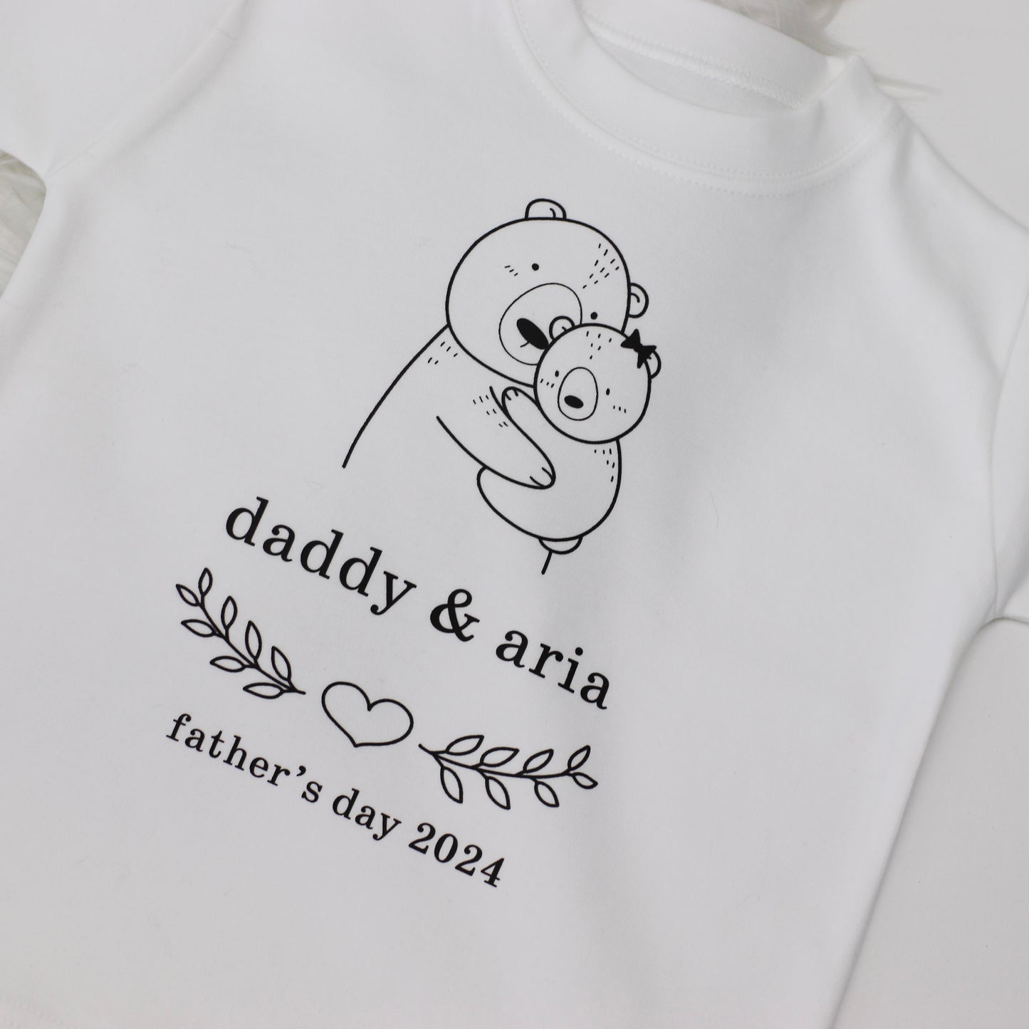 Daddy Bear Bow Doodle Father's Day Personalised T-Shirt