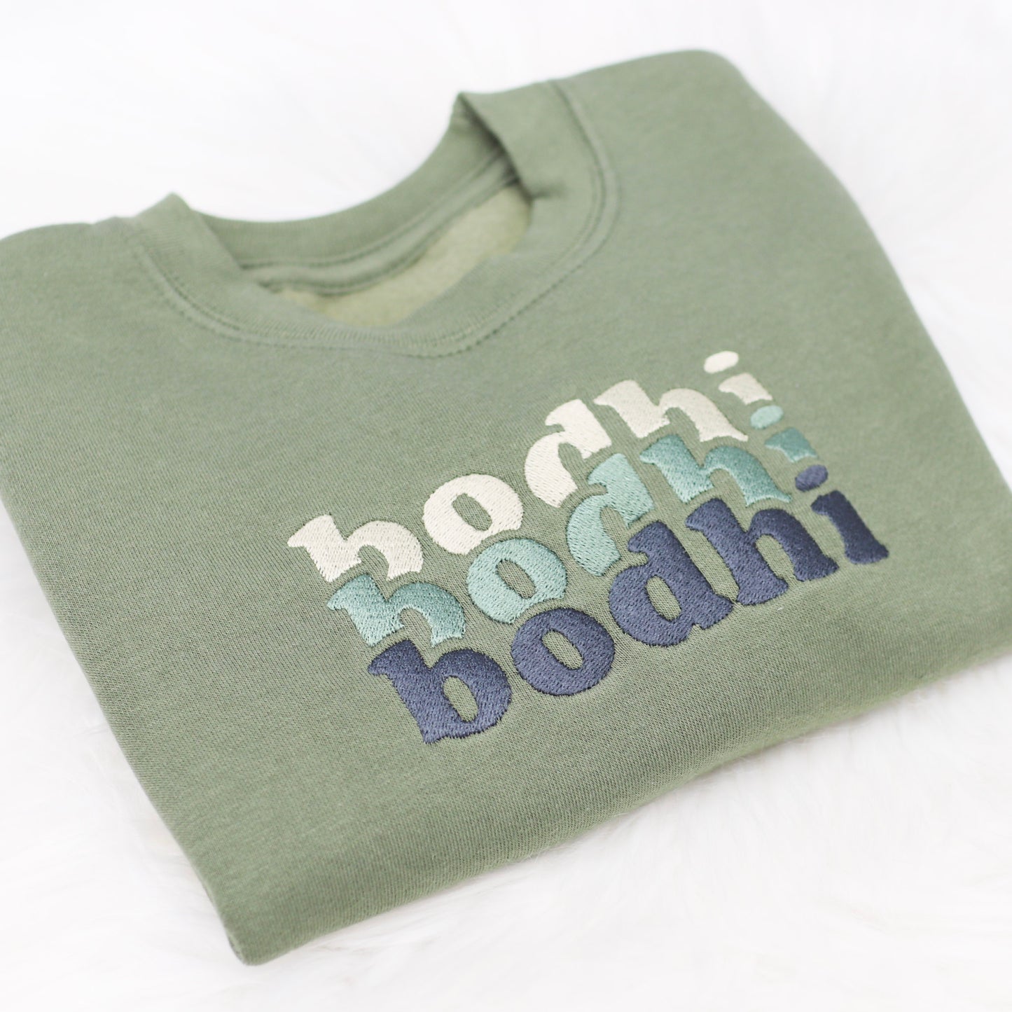Khaki | Stone, Khaki, Charcoal | Triple Name Embroidered Soft Style Sweatshirt