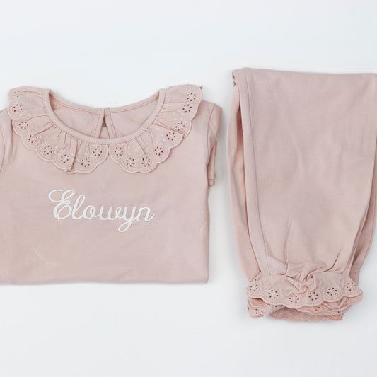 Script Embroidered Frilly Pj's