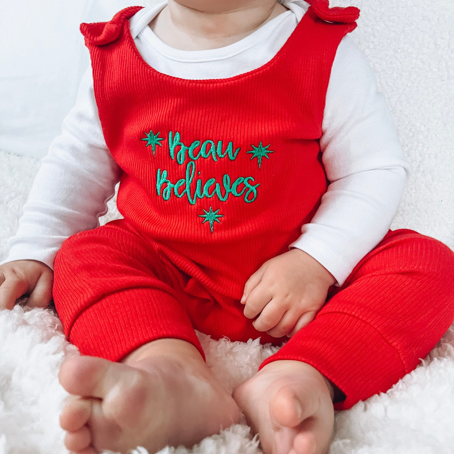 Star Embroidered Absorbed Red Lounge Romper (Made to Order)