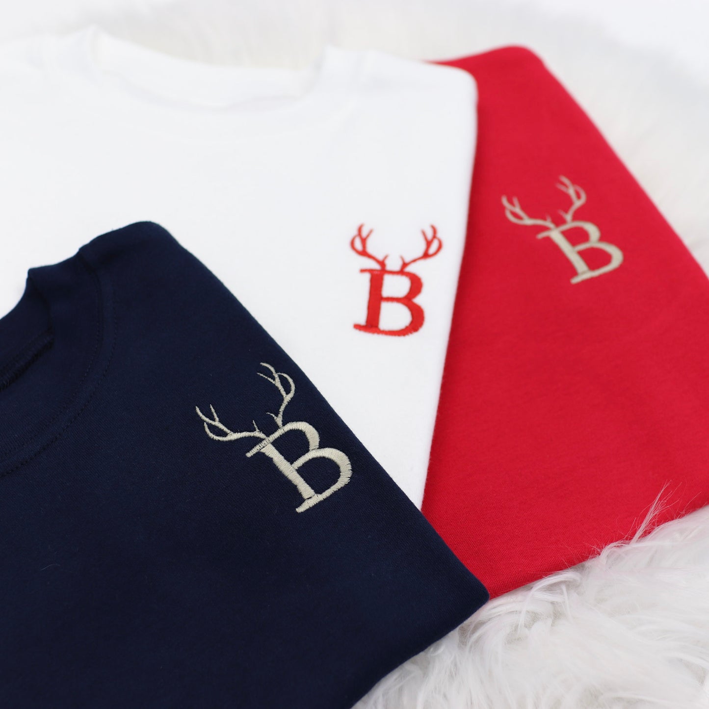 Delicate Antler Pocket Initial Embroidered T-Shirt