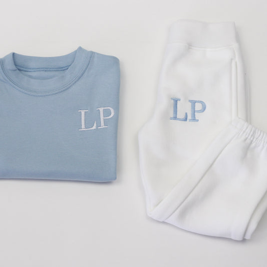 Light Blue T-Shirt + ALL COLOUR OPTIONS Jogger Combo Embroidered Set
