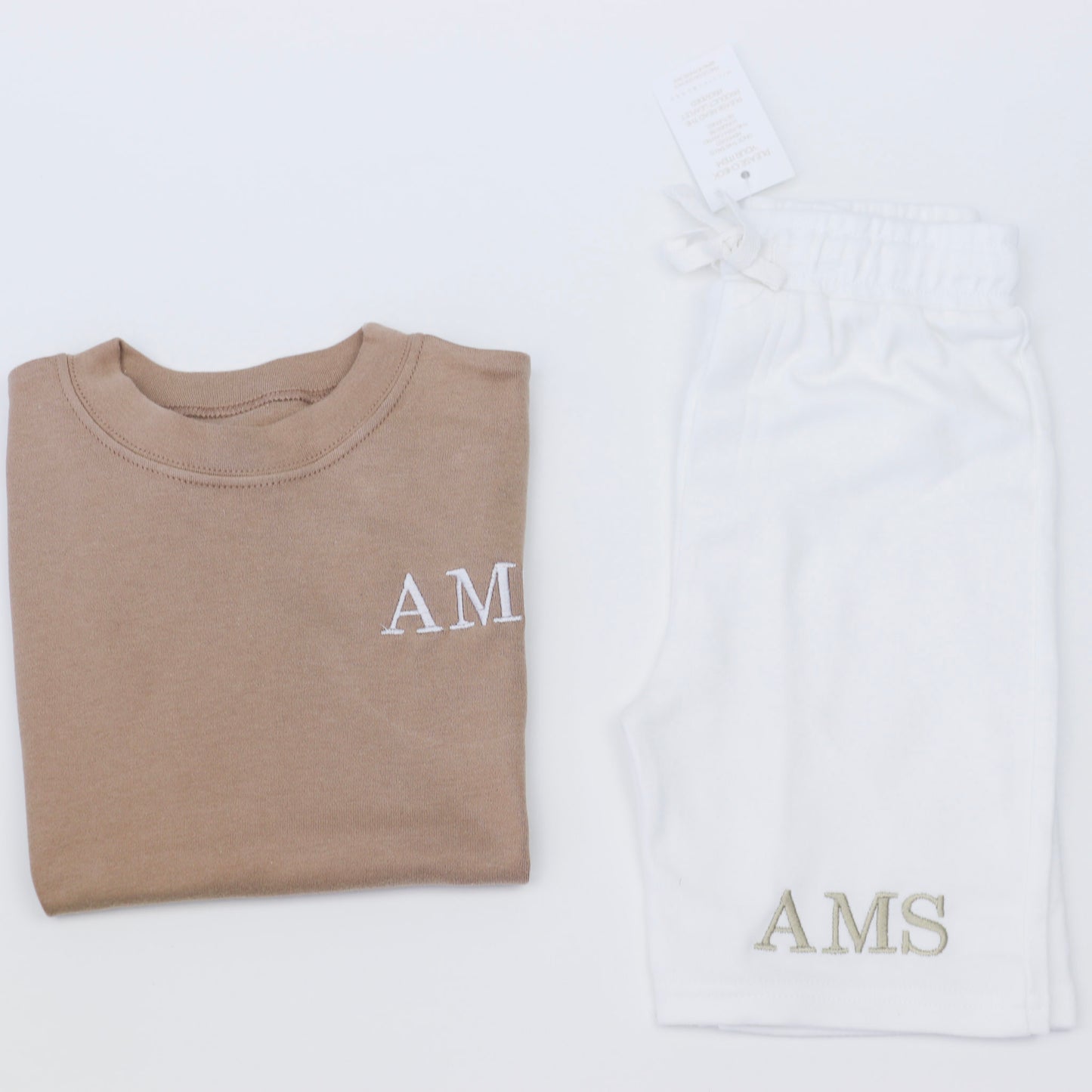 Nude T-Shirt + ALL COLOUR OPTIONS Cotton Shorts Combo Embroidered Set