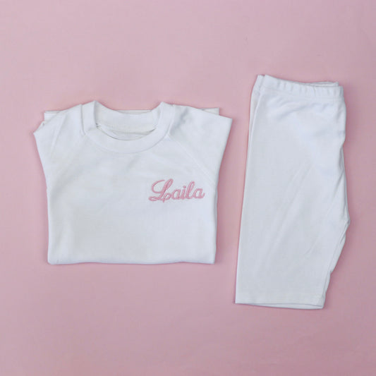 White Cycle Short Lounge Set (Made to Order)