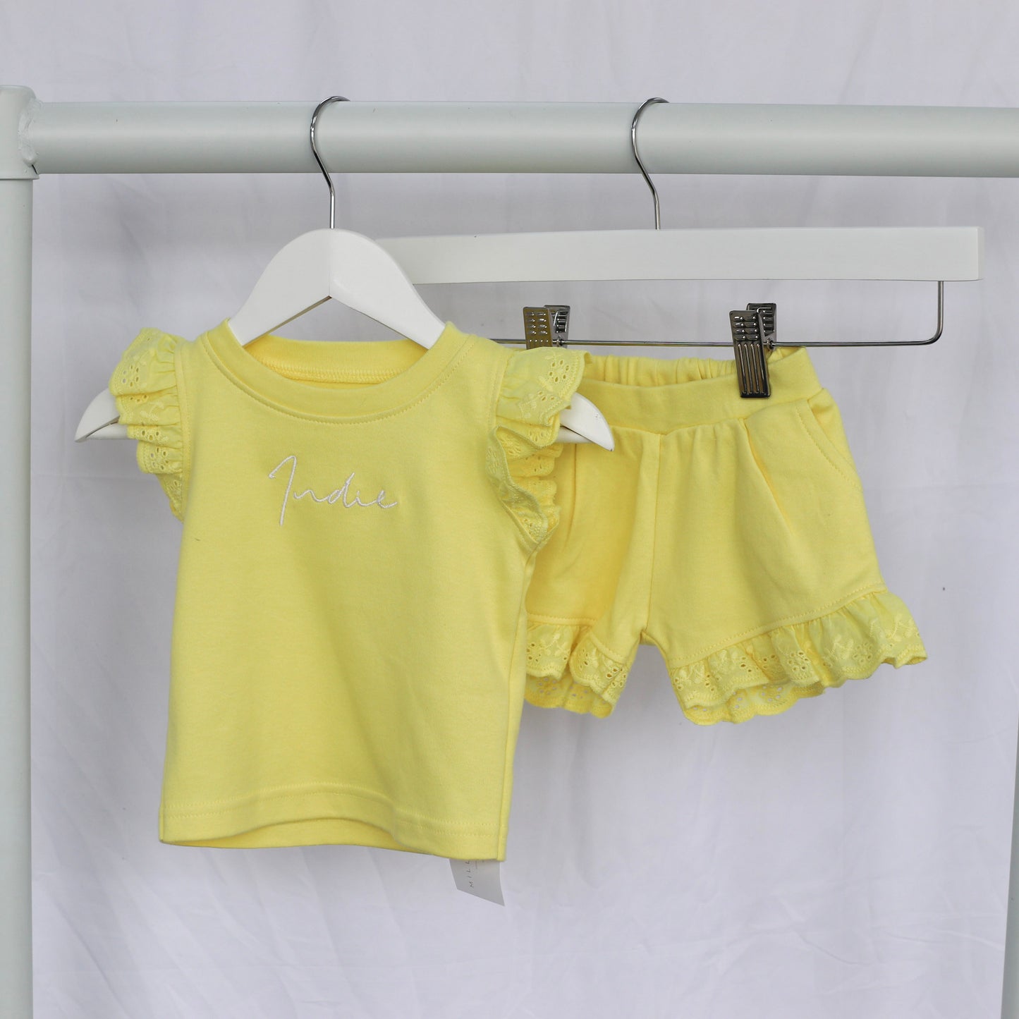 Lemon Embroidered Frilly Shorts Set