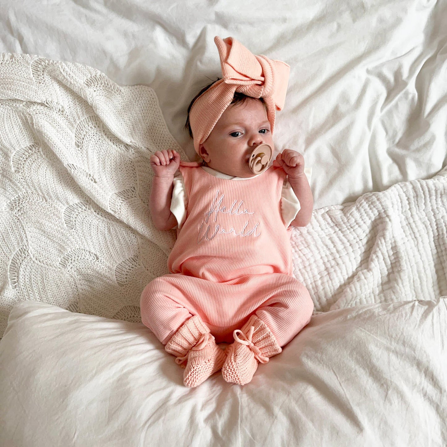 Pinky Peach Ribbed Lounge Romper (Made to order)