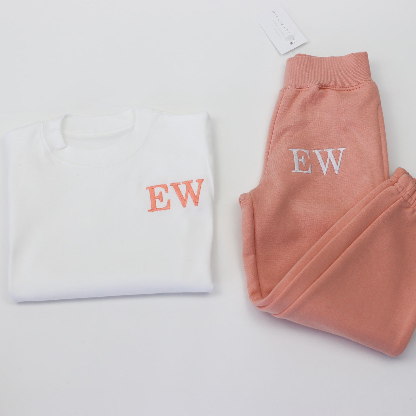 White T-Shirt + ALL COLOUR OPTIONS Jogger Combo Embroidered Set
