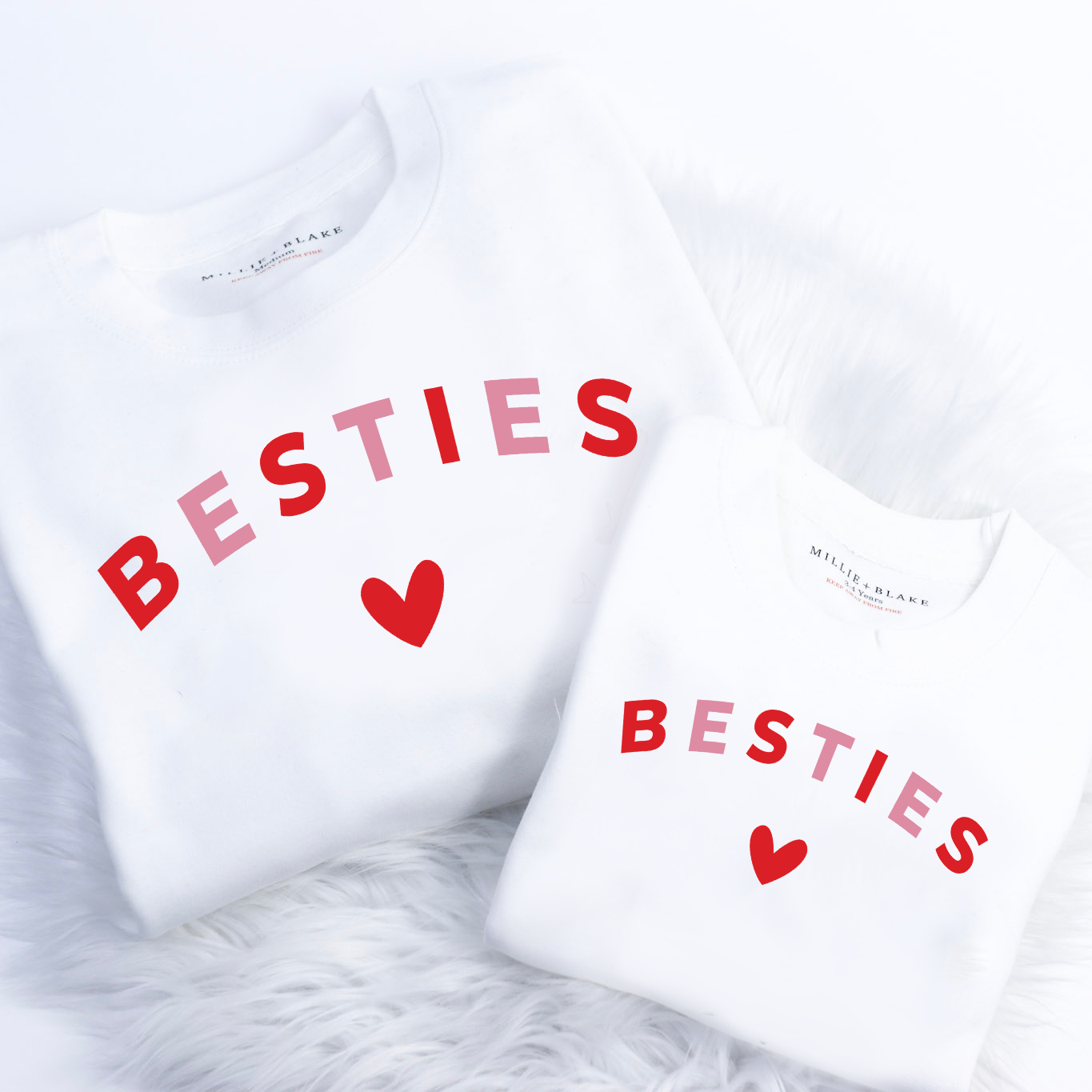 Bestie Two Tone Heart Unisex Adults Sweatshirt