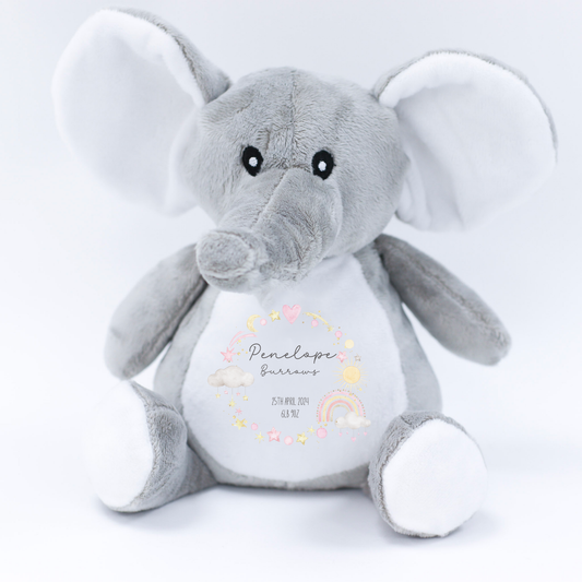 Baby Pink Birth Details Name Mini Elephant Teddy Plush