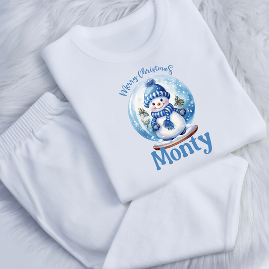 Blue Snowman Globe Baby Pyjamas