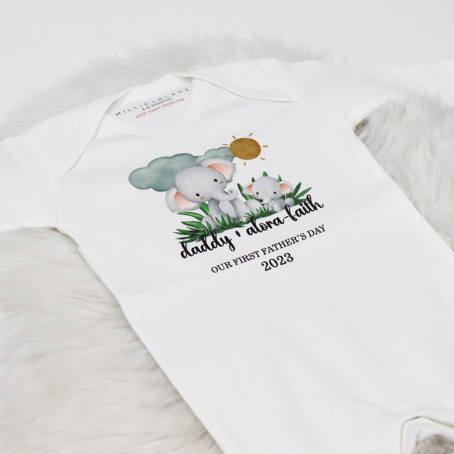 First Father's Day Elephants Personalised Rompersuit