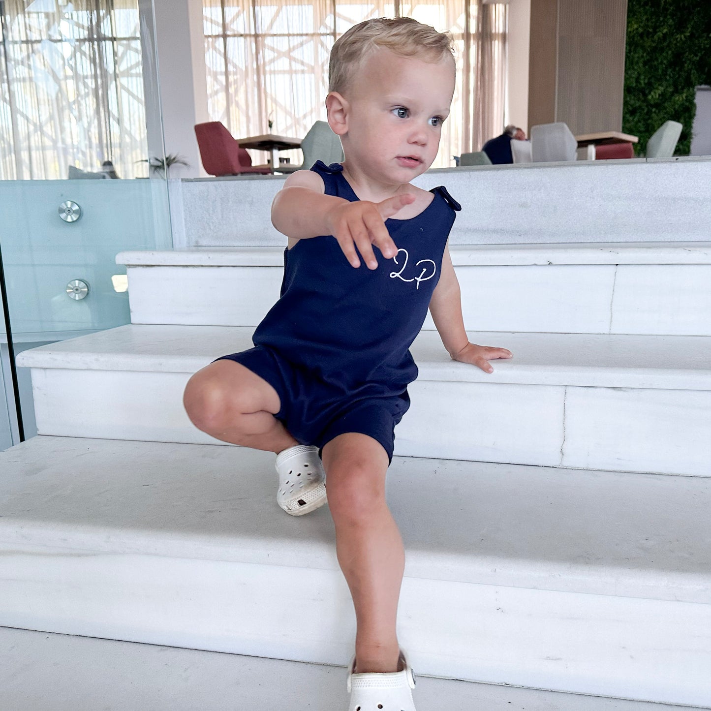 Navy Lounge Short Romper (Made to Order)