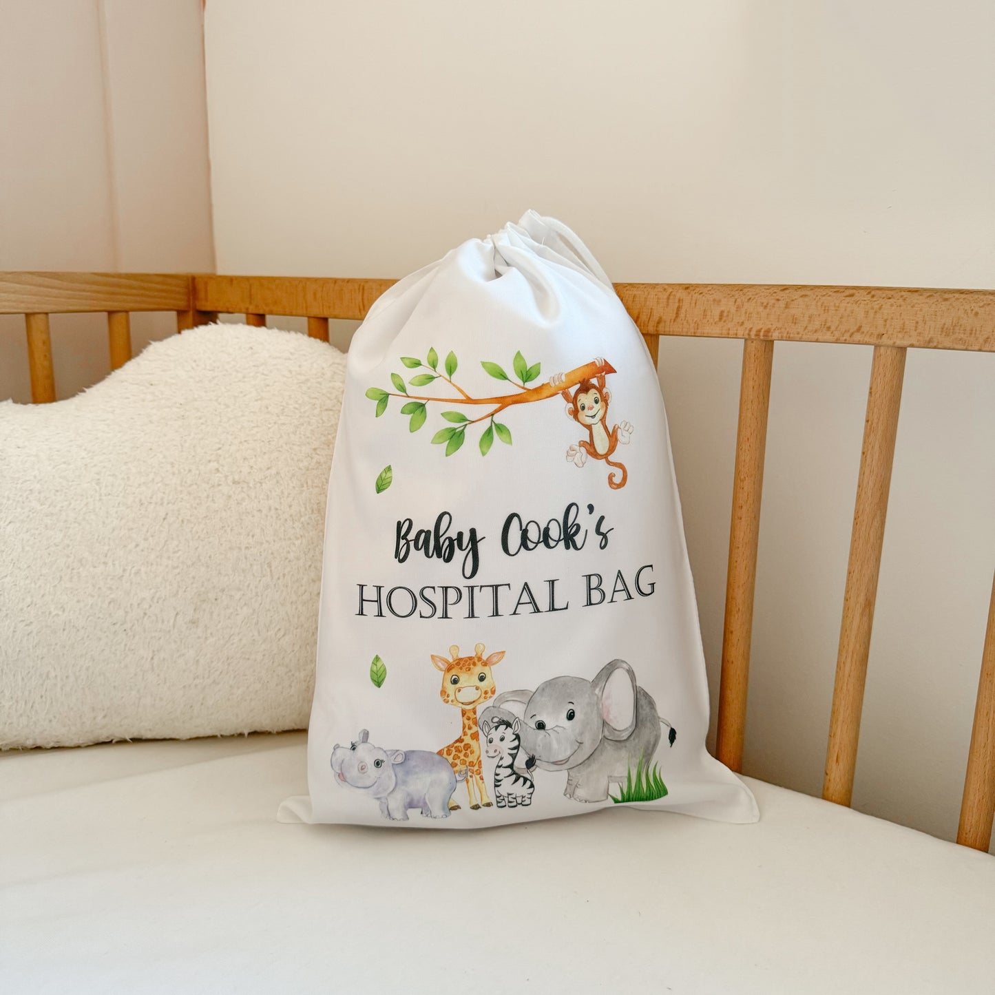 Safari Baby Personalised Hospital Bag Sack ⏰