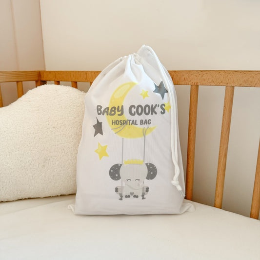 Baby Elephant Grey Hospital Bag Personalised Sack
