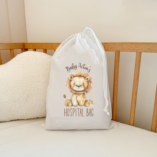 Baby Name Lion Hospital Bag Personalised Sack