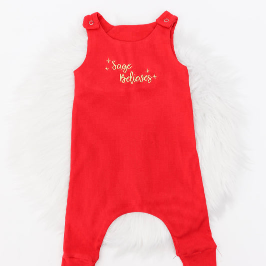 Absorbed Believes Red Ribbed Lounge Romper (Made to Order)