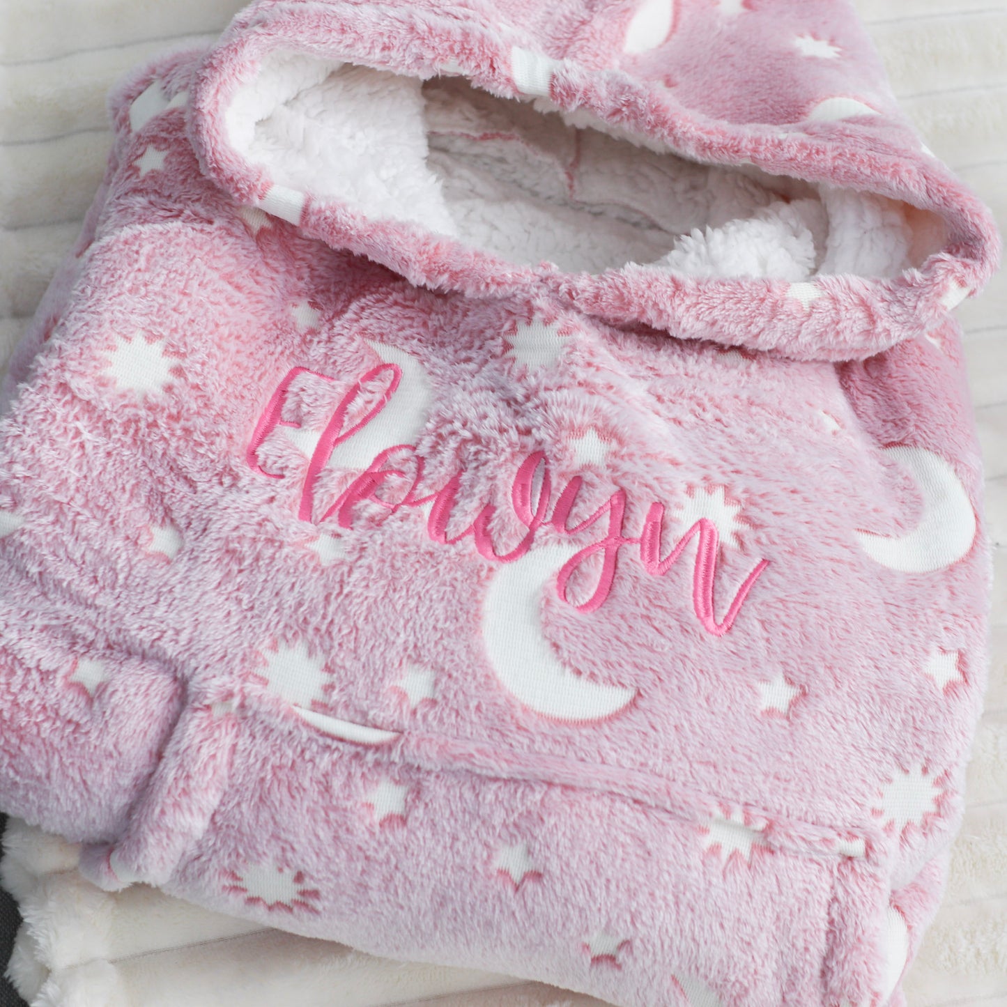 Absorbed Glow In The Dark Embroidered Kids Hooded Blanket