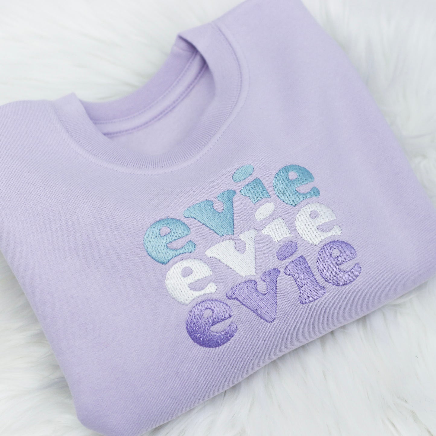 Pastel Purple Triple Name Embroidered KWS Sweatshirt