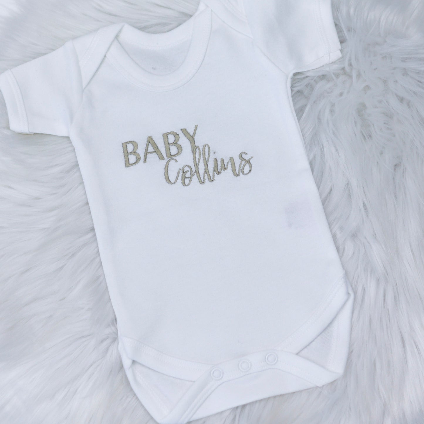 Baby Surname Script Embroidered Bodysuit
