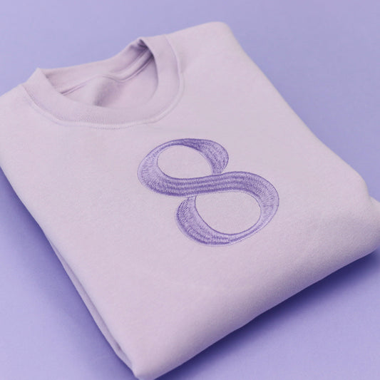 Pastel Purple Giant Number Embroidered Soft Style Sweatshirt