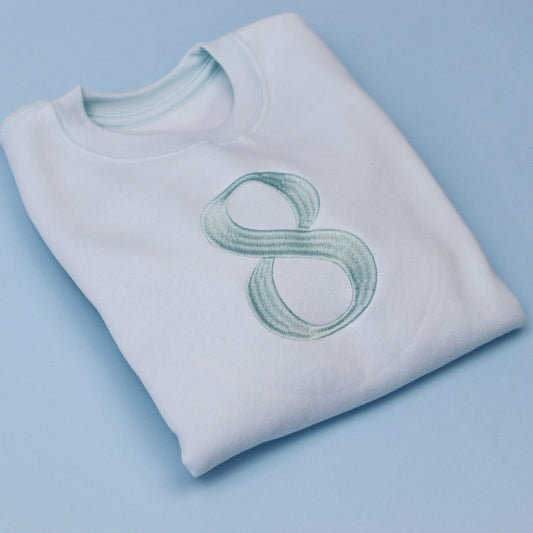 Pastel Blue Giant Number Embroidered Soft Style Sweatshirt
