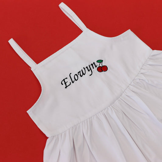 Cherry Name Embroidered Strappy Dress