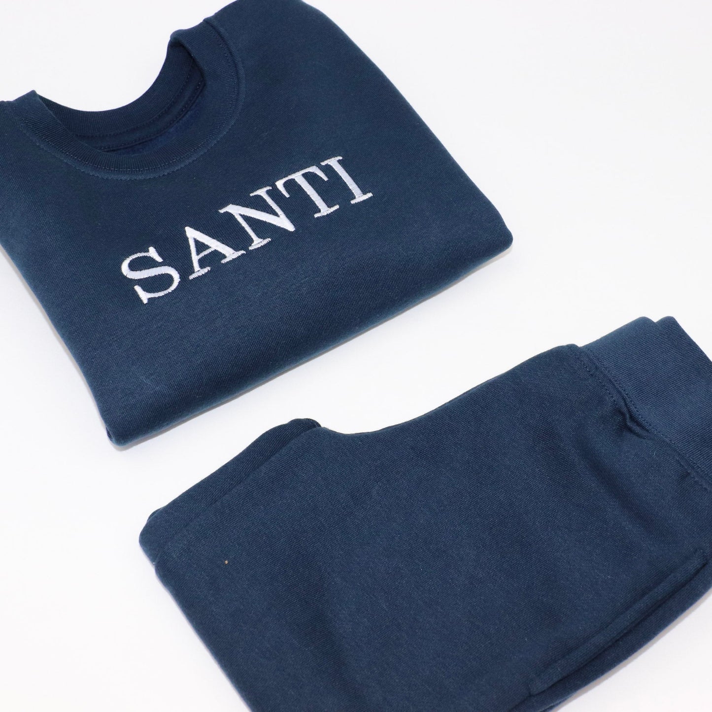 Navy Embroidered Soft Style Sweatshirt Tracksuit Set