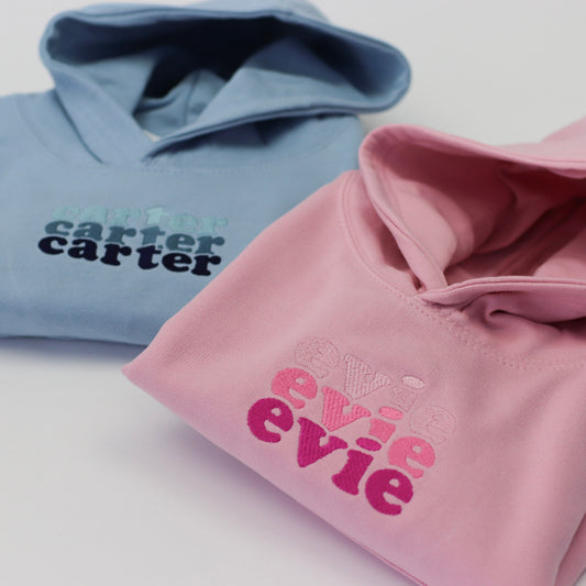Triple Name Embroidered Children's Hoodie (All Colours)