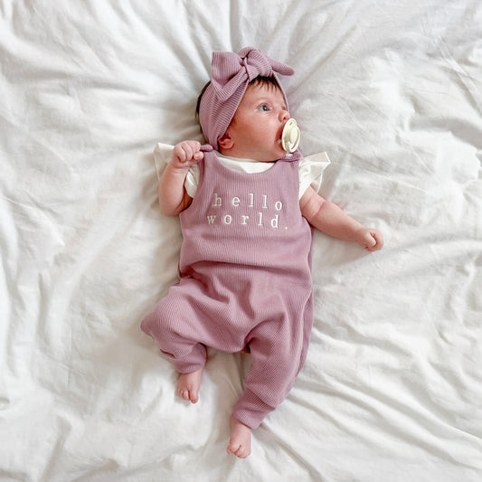 Dusky Pink Ribbed Lounge Romper (Made to Order)