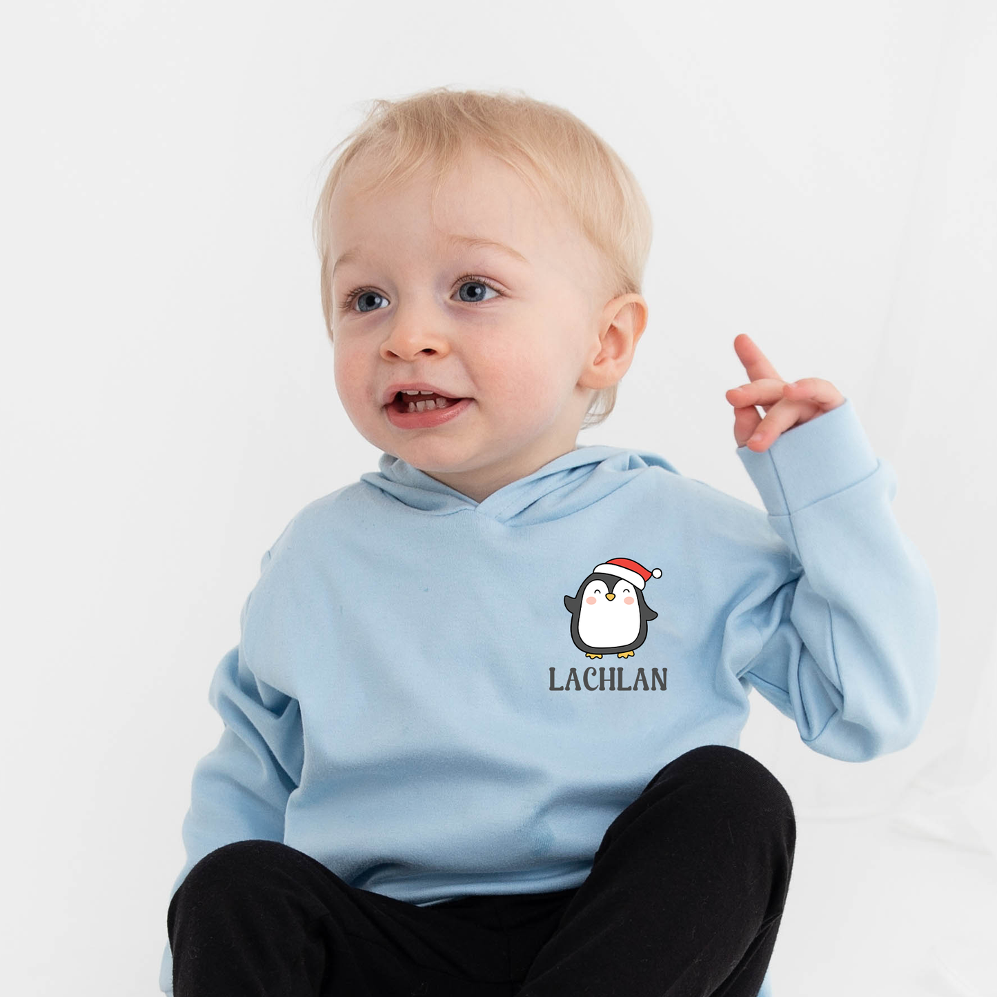 Penguin Pocket Personalised Cotton Hooded Top