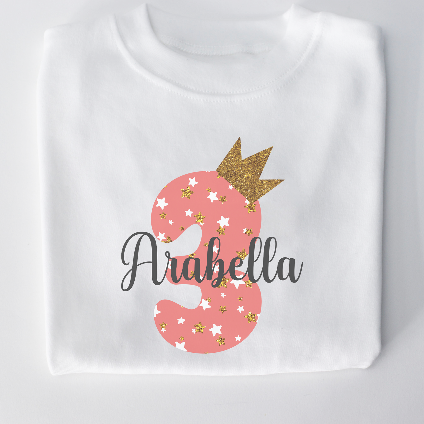 Personalised Sparkle Number Birthday T-Shirt