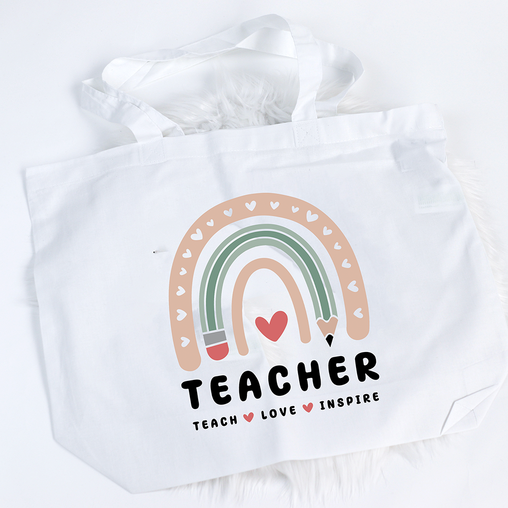 Teacher Teach Love Inspire Large Tote Bag