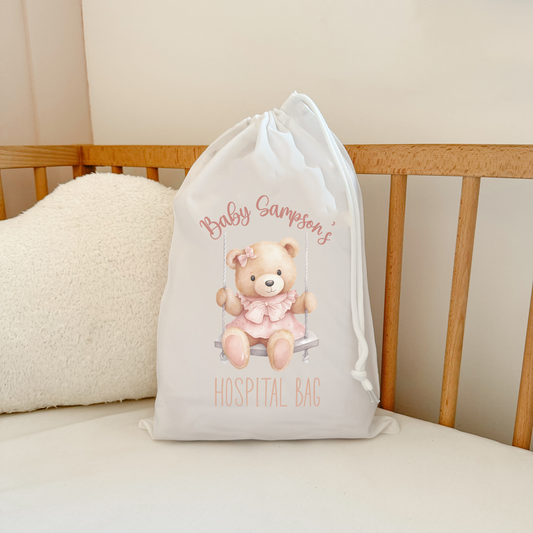 Teddy Bear Swing Hospital Bag Personalised Sack