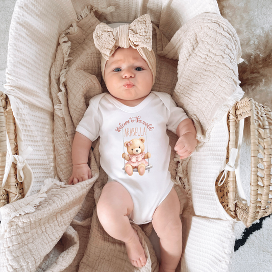Welcome to the World Bear Swing Personalised Bodysuit